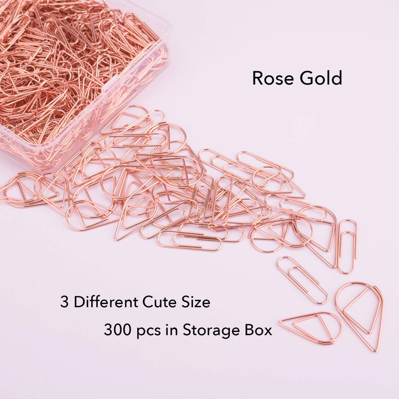 VENCINK 300 Pcs Cute Rose Gold Paper Clips Assorted Sizes, Smooth Steel Wire Paperclips Large Medium and Small for Office Supplies School Students Girls Kids Women Wedding Paper Document Organizing by VENCINK - Image 2